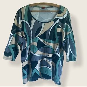 SINGRID OLSEN SCOOP NECK 3/4 SLEEVE TOP